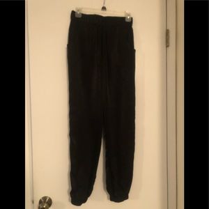 Black satin joggers
